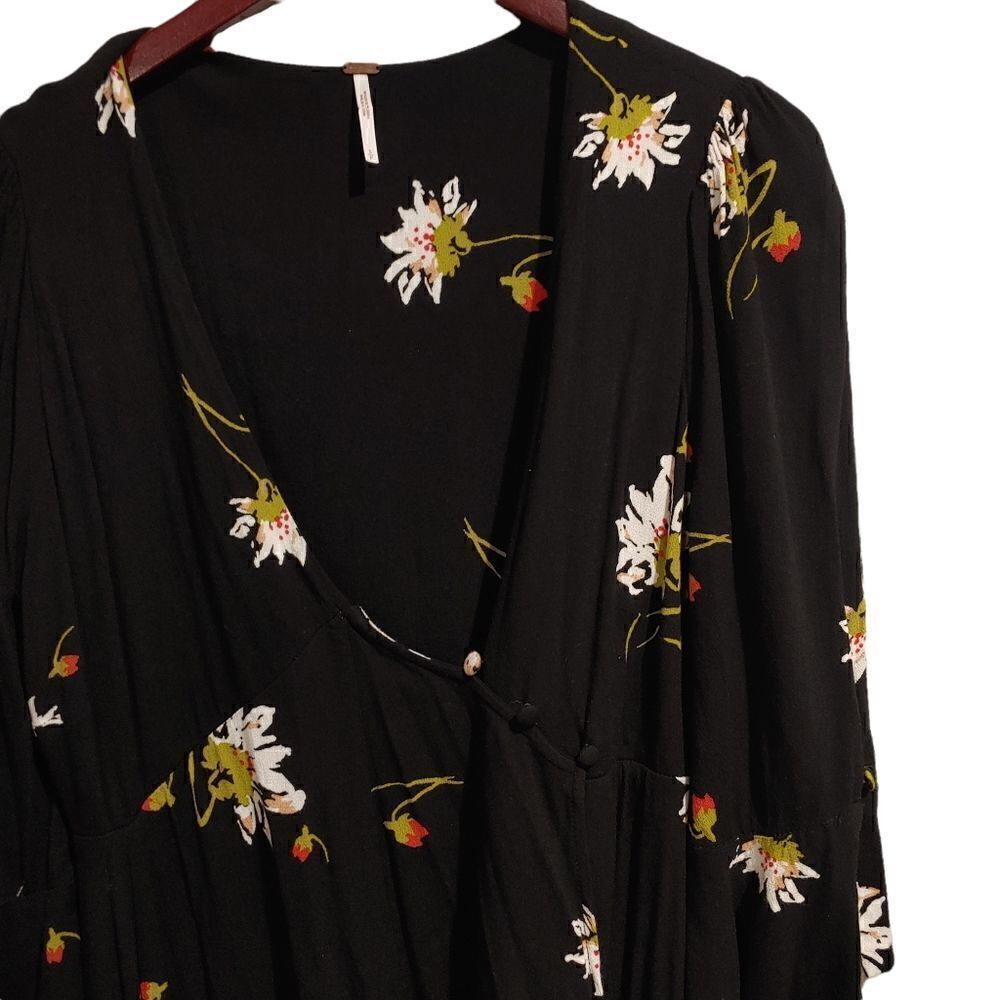 Free People Dress Times On My Side Mini Tea Small Black Floral - Picture 4 of 7
